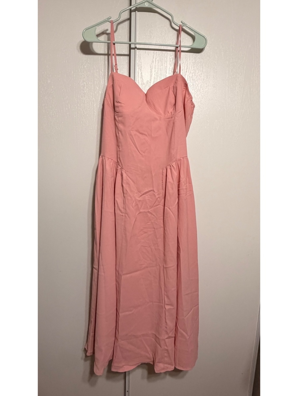 AGYMNX Women’s Large Pink Coral Maxi Dress Spaghetti Strap Bustier NWT
